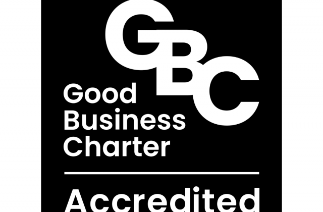 Good Business Charter logo in black and white.