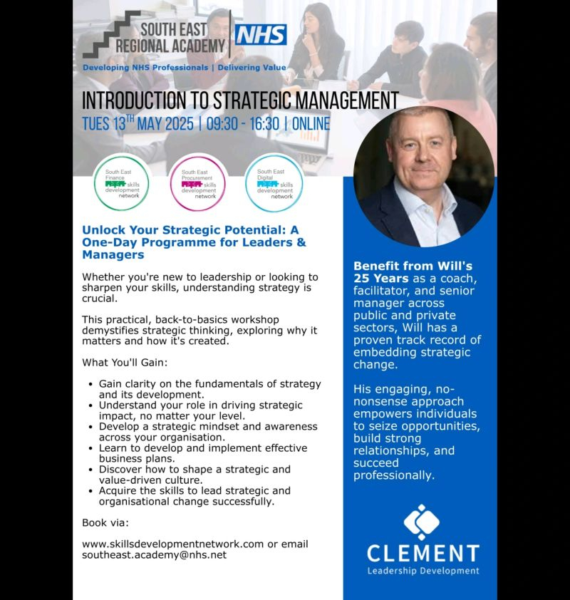 A document with information about Will's 'Introduction to Strategic Management' with South East Regional Academy.